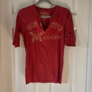 JoMo Red Henley with faded vintage Matchless Graphic